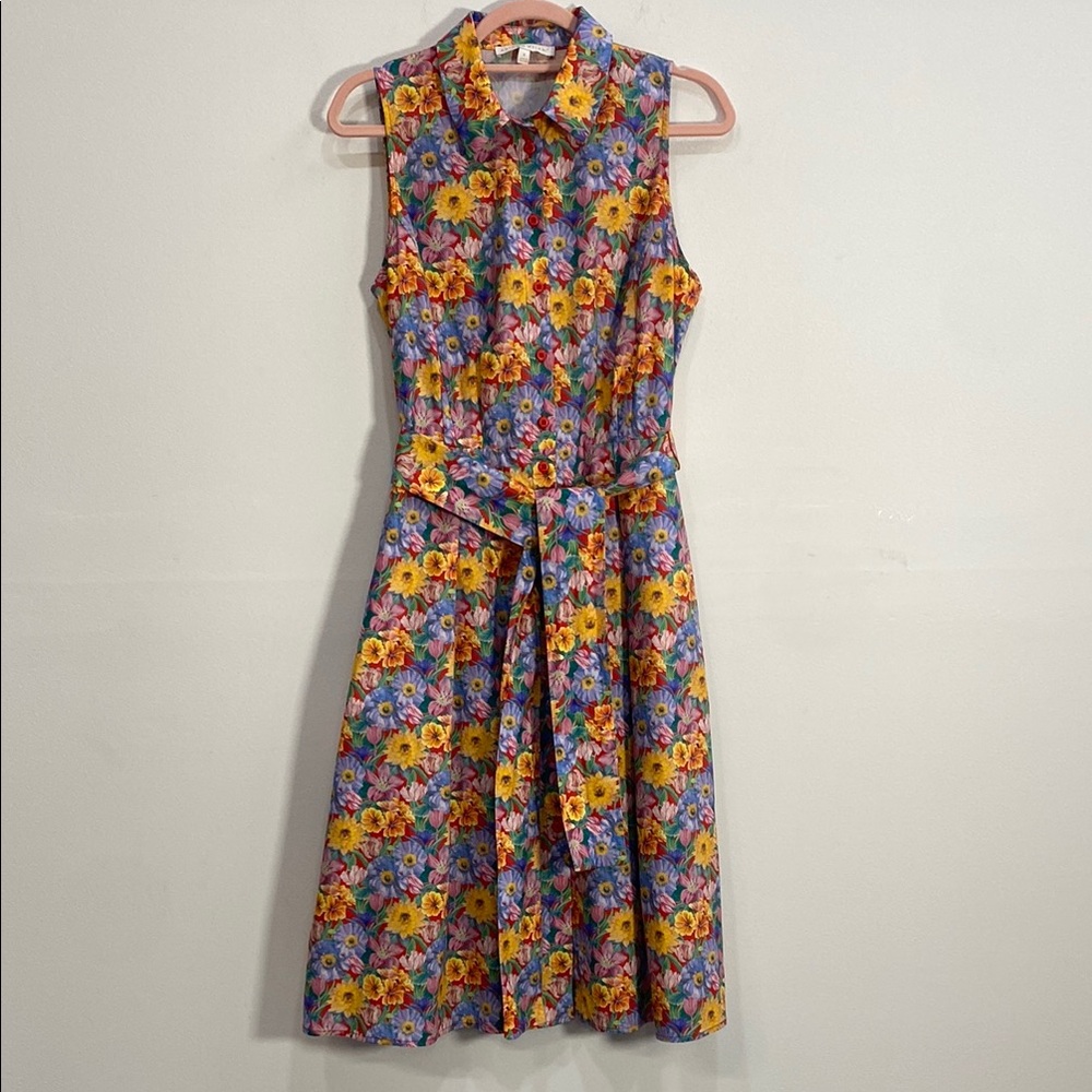 ANTONIO MELANI  Peplum Sundress Sleeveless Size 8 Liberty Fabric